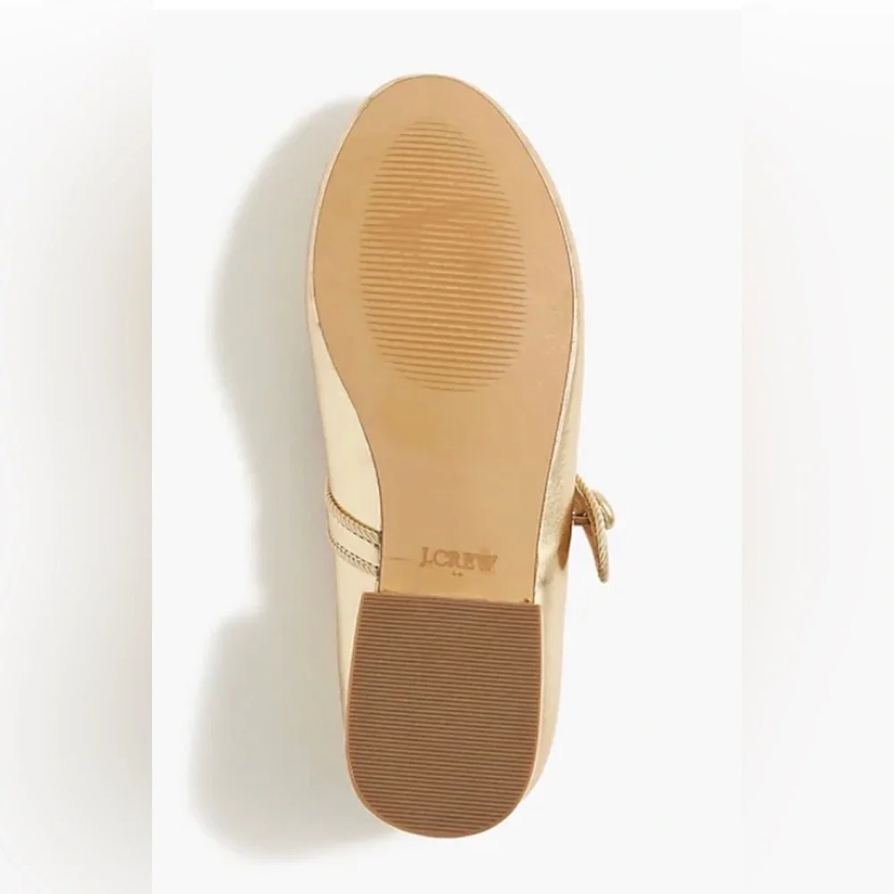 J. Crew Girl’s Gold Metallic Low Heel Mary Jane’s Dress Ballet Shoes 11